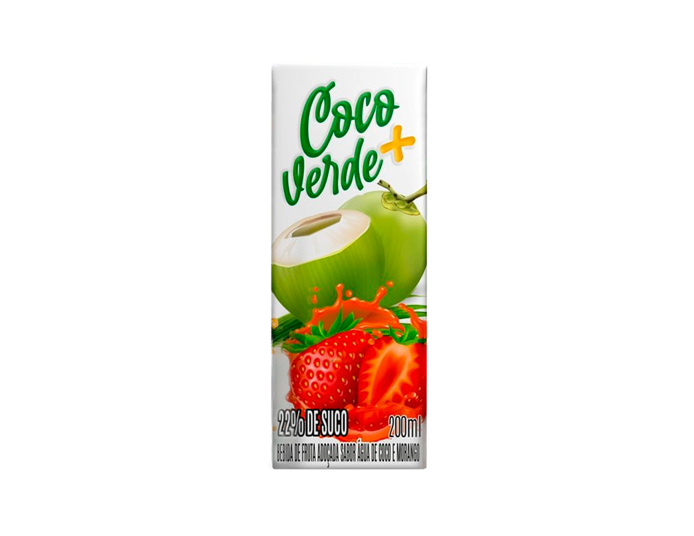 ÁGUA DE COCO PEQUENA COM MORANGO COCO VERDE + 200 ML (CX 27 UN)